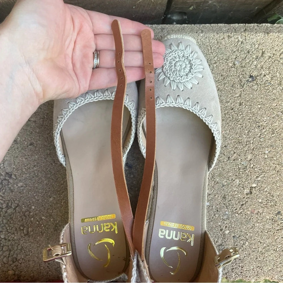 KANNA Women’s Cream Tan Espadrille Sustainable Woven Platform Wedge Heel Shoe 39 - Picture 8 of 12